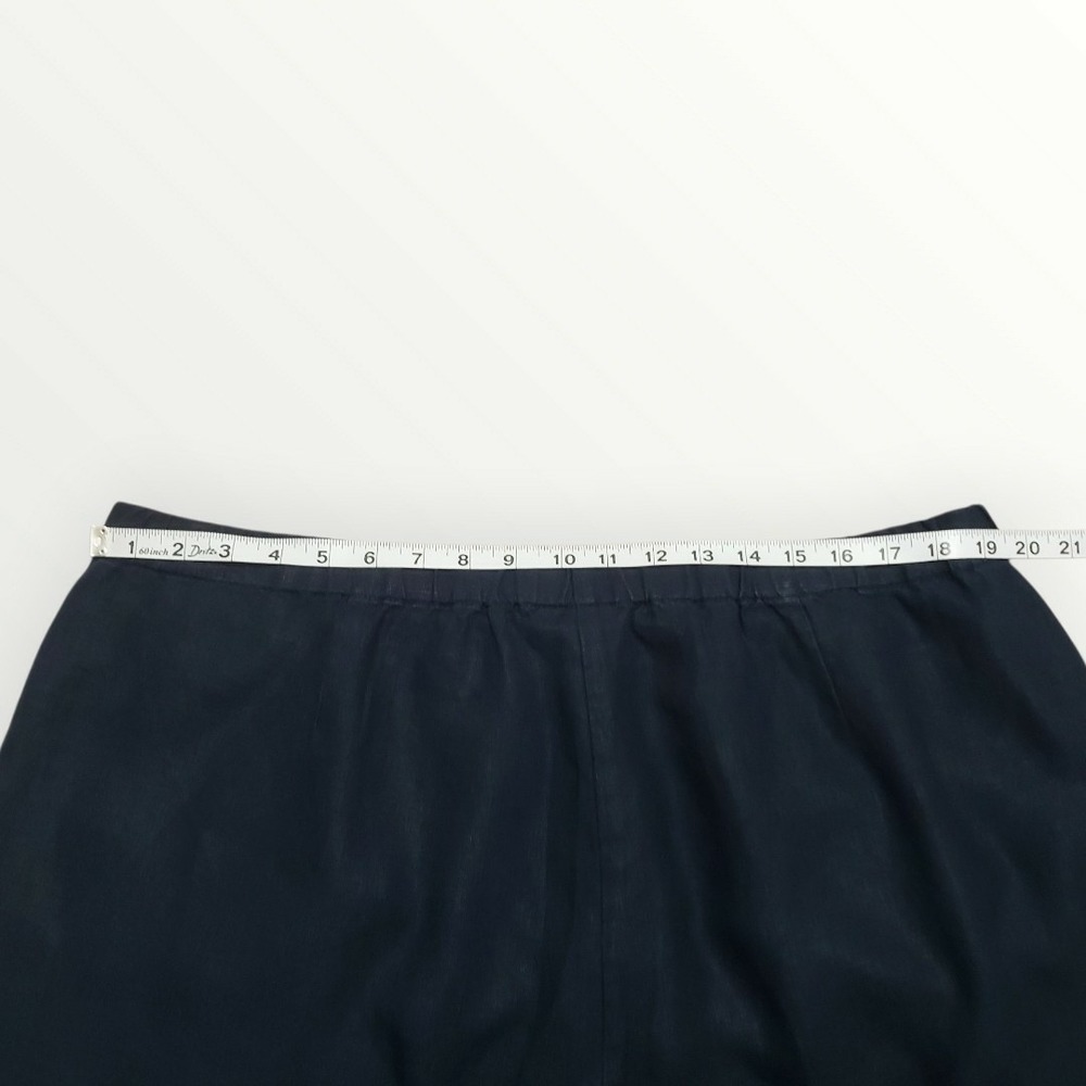 J.Jill Love Linen Navy Blue Pull On Crop Pants XL Wide Leg Elastic Waist Pocket - Picture 6 of 10